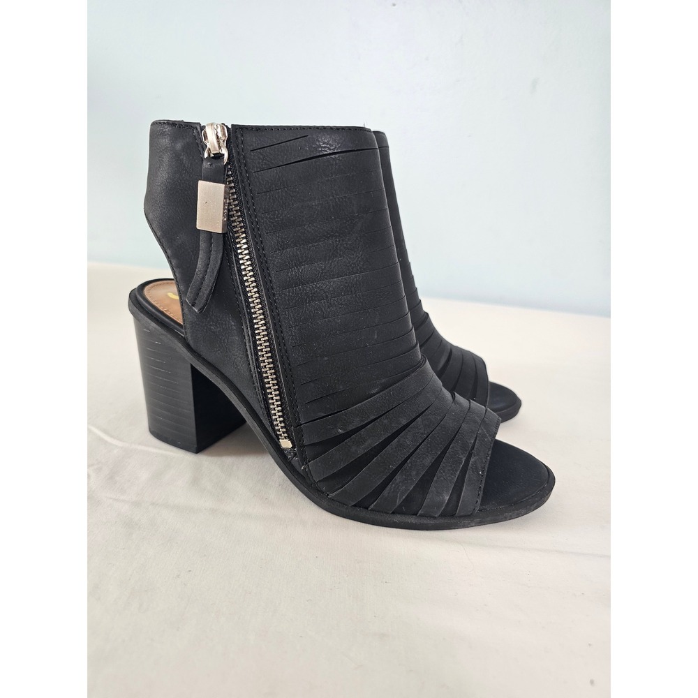 Edgy Circus by Sam Edelman Kesler Bootie Women 6.5 Black Open Toe Block Heel